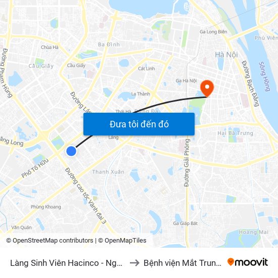 Làng Sinh Viên Hacinco - Nguyễn Tuân to Bệnh viện Mắt Trung Ương map