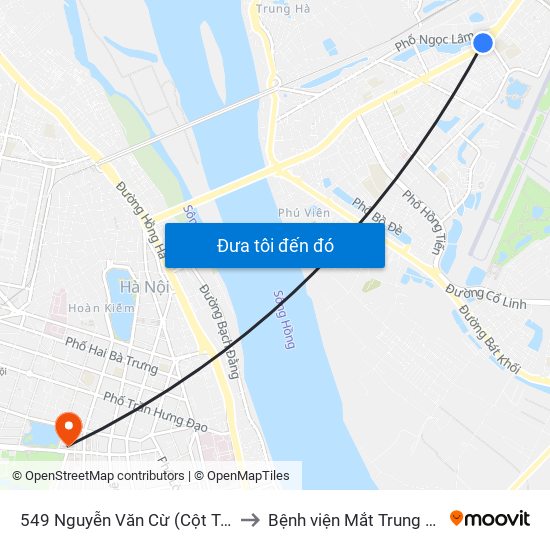 549 Nguyễn Văn Cừ (Cột Trước) to Bệnh viện Mắt Trung Ương map