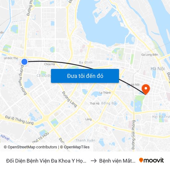 Nhà Máy Nước Mai Dịch - Phạm Hùng to Bệnh viện Mắt Trung Ương map