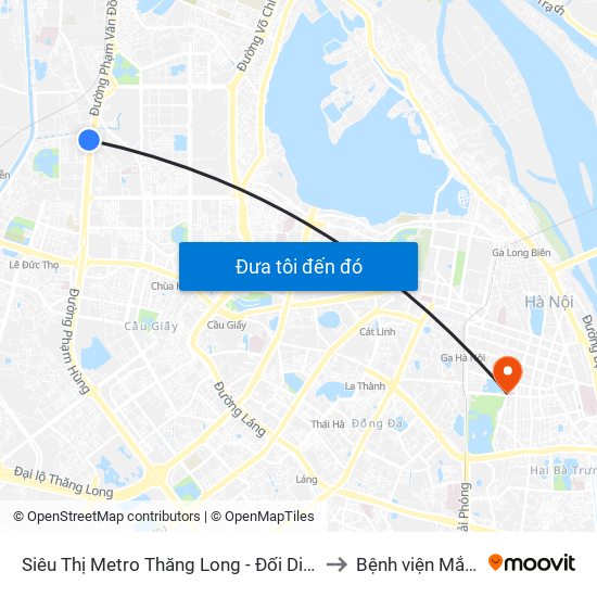 Siêu Thị Metro Thăng Long - Đối Diện Ngõ 599 Phạm Văn Đồng to Bệnh viện Mắt Trung Ương map