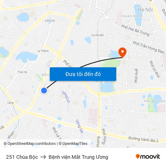 251 Chùa Bộc to Bệnh viện Mắt Trung Ương map