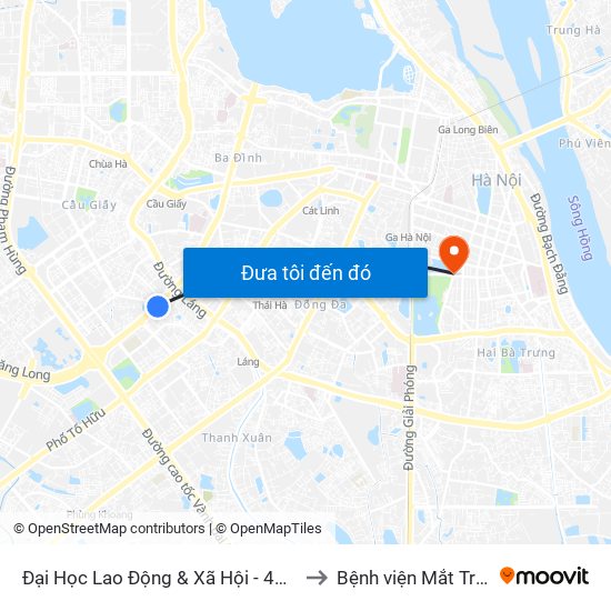 Đại Học Lao Động & Xã Hội - 43 Trần Duy Hưng to Bệnh viện Mắt Trung Ương map