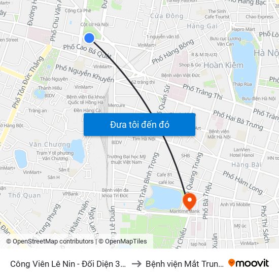 Công Viên Lê Nin - Đối Diện 35 Trần Phú to Bệnh viện Mắt Trung Ương map
