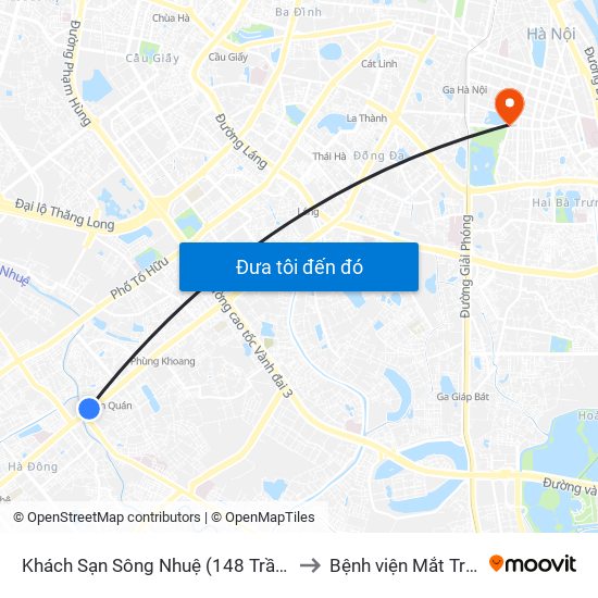 Khách Sạn Sông Nhuệ (148 Trần Phú- Hà Đông) to Bệnh viện Mắt Trung Ương map