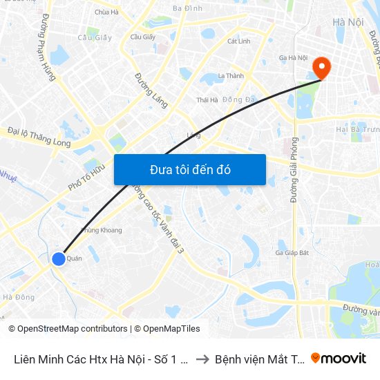 Liên Minh Các Htx Hà Nội - Số 1 Trần Phú (Hà Đông) to Bệnh viện Mắt Trung Ương map
