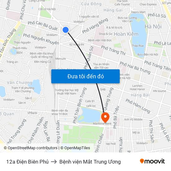 12a Điện Biên Phủ to Bệnh viện Mắt Trung Ương map