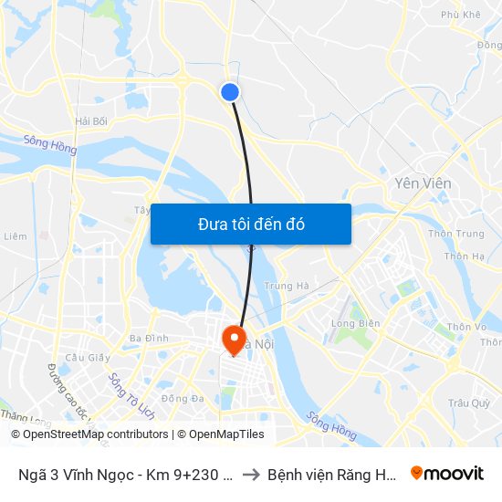 Ngã 3 Vĩnh Ngọc - Km 9+230 Quốc Lộ 3 to Bệnh viện Răng Hàm Mặt map