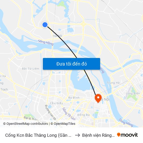 Cổng Kcn Bắc Thăng Long (Gần Cầu Vượt Bộ Hành) to Bệnh viện Răng Hàm Mặt map