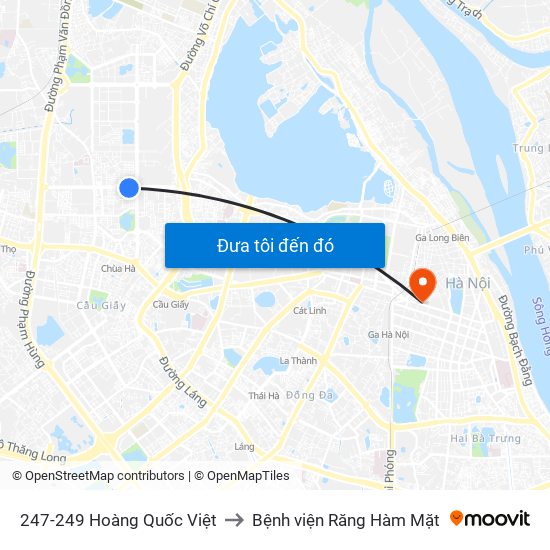 247-249 Hoàng Quốc Việt to Bệnh viện Răng Hàm Mặt map