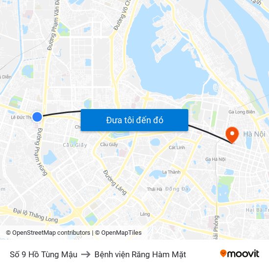 Số 9 Hồ Tùng Mậu to Bệnh viện Răng Hàm Mặt map