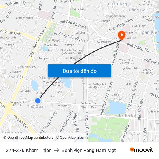 274-276 Khâm Thiên to Bệnh viện Răng Hàm Mặt map