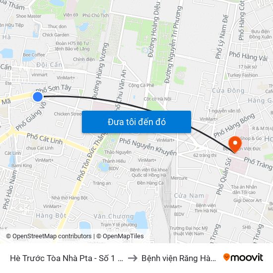 Hè Trước Tòa Nhà Pta - Số 1 Kim Mã to Bệnh viện Răng Hàm Mặt map