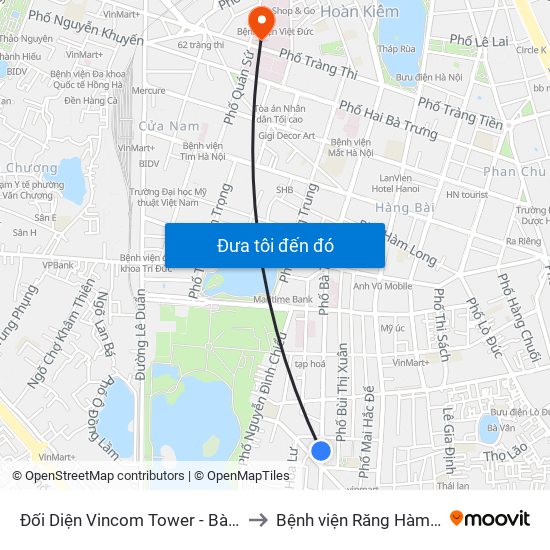 Đối Diện Vincom Tower - Bà Triệu to Bệnh viện Răng Hàm Mặt map