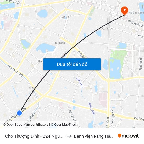 Chợ Thượng Đình - 224 Nguyễn Trãi to Bệnh viện Răng Hàm Mặt map