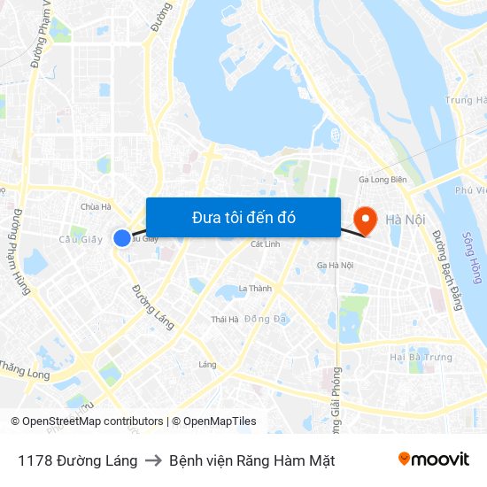 1178 Đường Láng to Bệnh viện Răng Hàm Mặt map