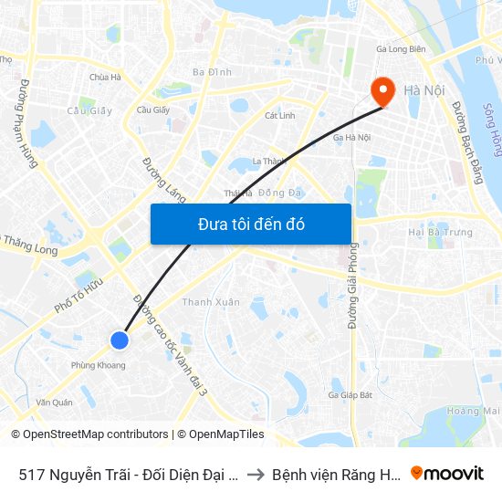 517 Nguyễn Trãi - Đối Diện Đại Học Hà Nội to Bệnh viện Răng Hàm Mặt map