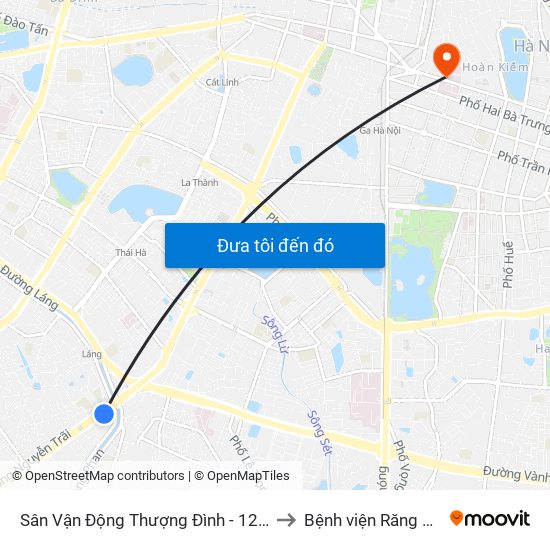 Sân Vận Động Thượng Đình - 129 Nguyễn Trãi to Bệnh viện Răng Hàm Mặt map