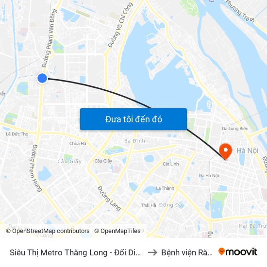 Siêu Thị Metro Thăng Long - Đối Diện Ngõ 599 Phạm Văn Đồng to Bệnh viện Răng Hàm Mặt map