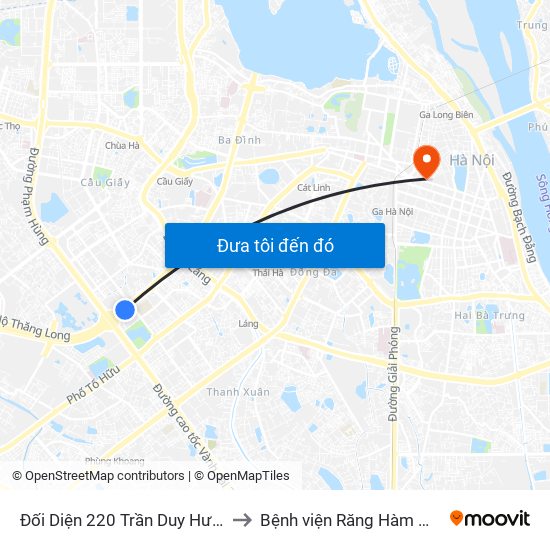 Đối Diện 220 Trần Duy Hưng to Bệnh viện Răng Hàm Mặt map