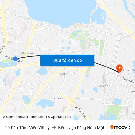 10 Đào Tấn - Viện Vật Lý to Bệnh viện Răng Hàm Mặt map