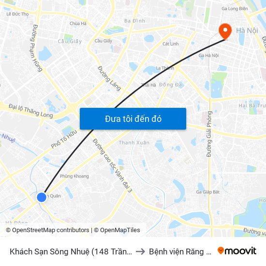 Khách Sạn Sông Nhuệ (148 Trần Phú- Hà Đông) to Bệnh viện Răng Hàm Mặt map