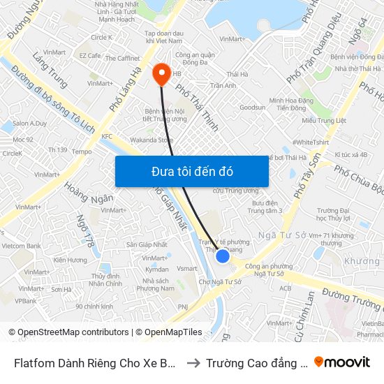 Flatfom Dành Riêng Cho Xe Buýt Trước Nhà 45 Đường Láng to Trường Cao đẳng Nghề Công nghiệp map