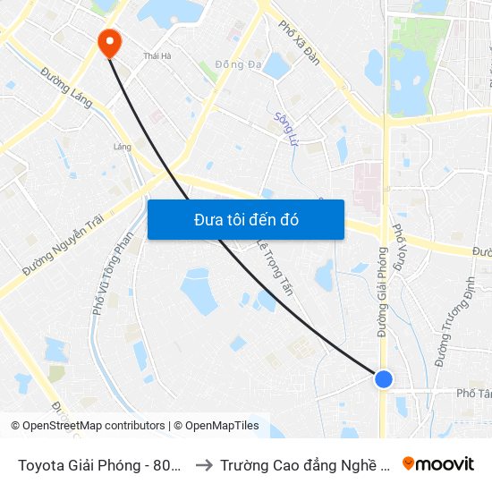 Toyota Giải Phóng - 807 Giải Phóng to Trường Cao đẳng Nghề Công nghiệp map