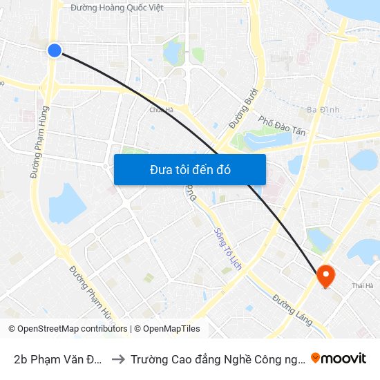 2b Phạm Văn Đồng to Trường Cao đẳng Nghề Công nghiệp map