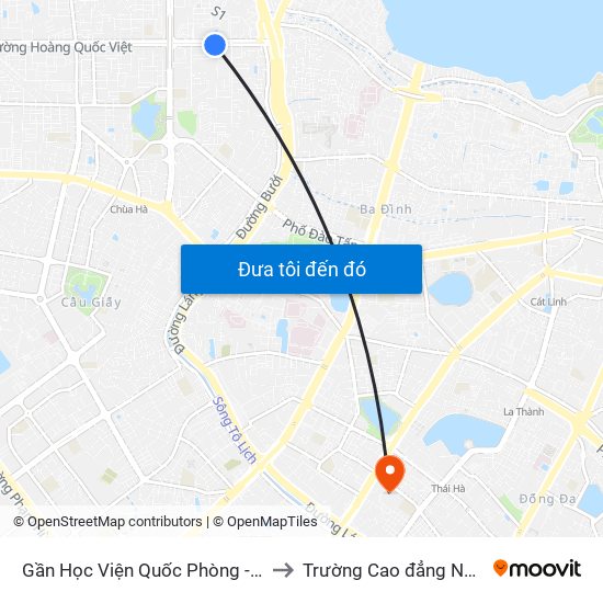 Gần Học Viện Quốc Phòng - 91 Hoàng Quốc Việt to Trường Cao đẳng Nghề Công nghiệp map