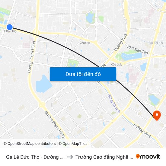 Ga Lê Đức Thọ - Đường Hồ Tùng Mậu to Trường Cao đẳng Nghề Công nghiệp map