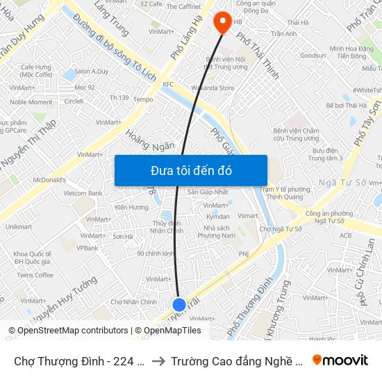 Chợ Thượng Đình - 224 Nguyễn Trãi to Trường Cao đẳng Nghề Công nghiệp map