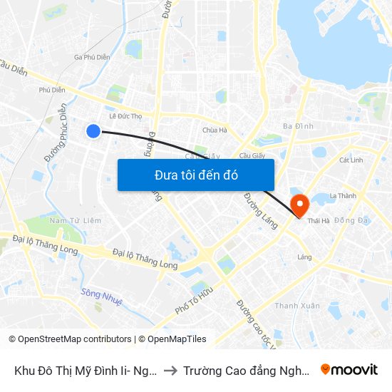 Khu Đô Thị Mỹ Đình Ii- Nguyễn Cơ Thạch to Trường Cao đẳng Nghề Công nghiệp map