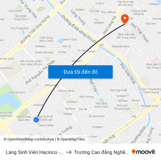 Làng Sinh Viên Hacinco - Nguyễn Tuân to Trường Cao đẳng Nghề Công nghiệp map