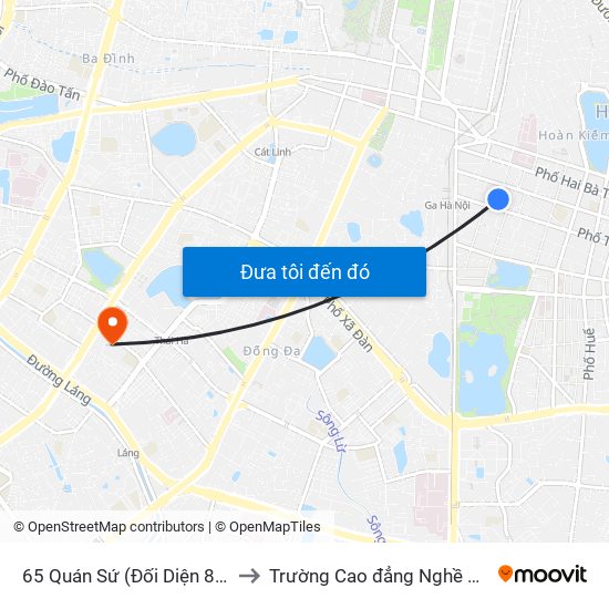 65 Quán Sứ (Đối Diện 80 Quán Sứ) to Trường Cao đẳng Nghề Công nghiệp map