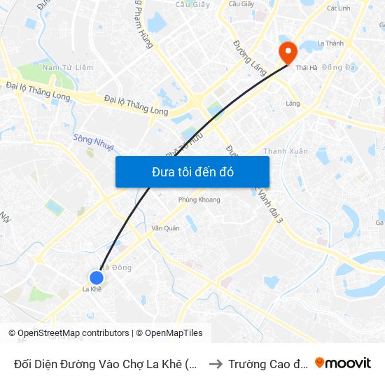 Đối Diện Đường Vào Chợ La Khê (Qua Ga Metro La Khê) - 405 Quang Trung (Hà Đông) to Trường Cao đẳng Nghề Công nghiệp map