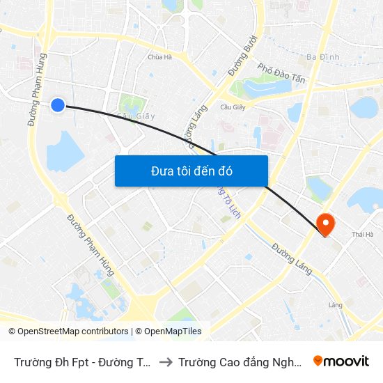 Trường Đh Fpt - Đường Tôn Thất Thuyết to Trường Cao đẳng Nghề Công nghiệp map