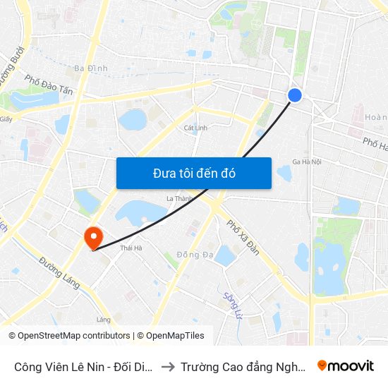 Công Viên Lê Nin - Đối Diện 35 Trần Phú to Trường Cao đẳng Nghề Công nghiệp map
