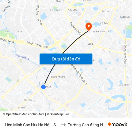 Liên Minh Các Htx Hà Nội - Số 1 Trần Phú (Hà Đông) to Trường Cao đẳng Nghề Công nghiệp map