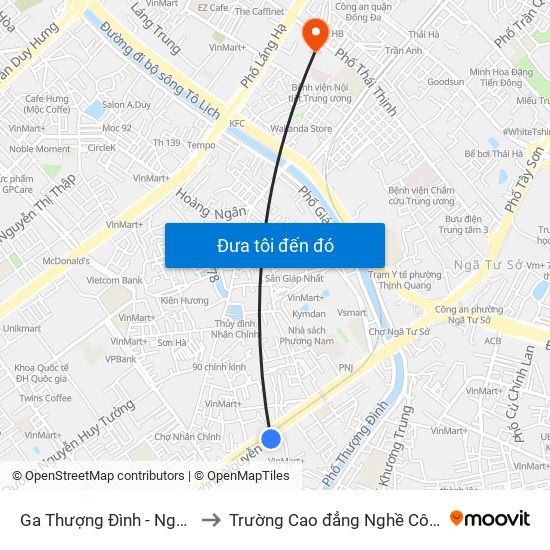 Ga Thượng Đình - Nguyễn Trãi to Trường Cao đẳng Nghề Công nghiệp map