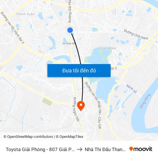 Toyota Giải Phóng - 807 Giải Phóng to Nhà Thi Đấu Thanh Trì map