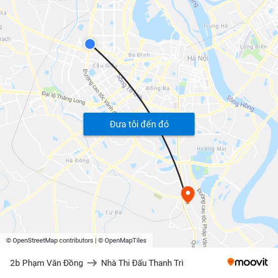 2b Phạm Văn Đồng to Nhà Thi Đấu Thanh Trì map