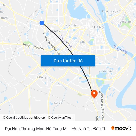 Đại Học Thương Mại - Hồ Tùng Mậu (Cột Sau) to Nhà Thi Đấu Thanh Trì map