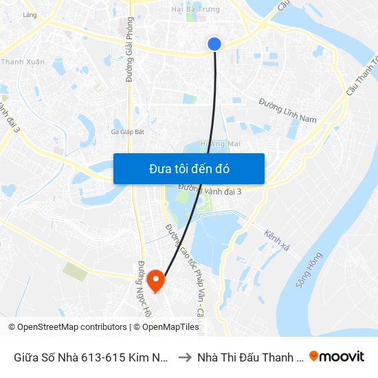 Giữa Số Nhà 613-615 Kim Ngưu to Nhà Thi Đấu Thanh Trì map