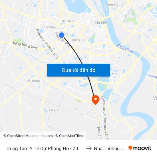 Trung Tâm Y Tế Dự Phòng Hn - 70 Nguyễn Chí Thanh to Nhà Thi Đấu Thanh Trì map