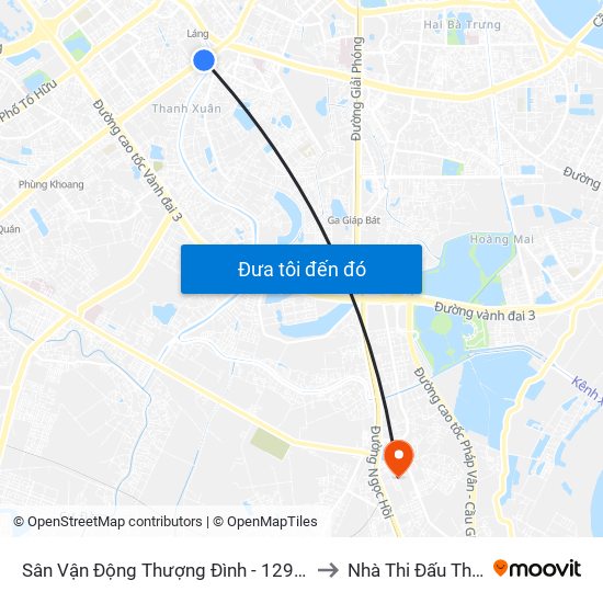 Sân Vận Động Thượng Đình - 129 Nguyễn Trãi to Nhà Thi Đấu Thanh Trì map
