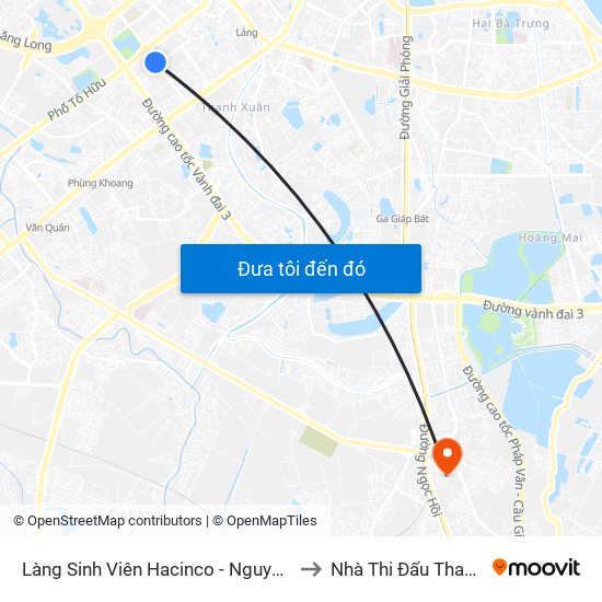 Làng Sinh Viên Hacinco - Nguyễn Tuân to Nhà Thi Đấu Thanh Trì map