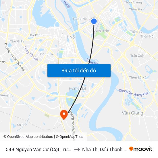 549 Nguyễn Văn Cừ (Cột Trước) to Nhà Thi Đấu Thanh Trì map