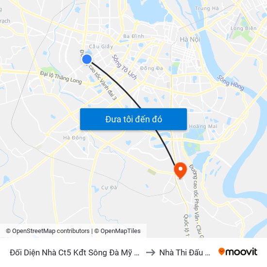 Đối Diện Nhà Ct5 Kđt Sông Đà Mỹ Đình - Phạm Hùng to Nhà Thi Đấu Thanh Trì map