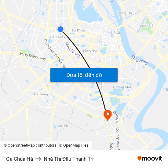 Ga Chùa Hà to Nhà Thi Đấu Thanh Trì map