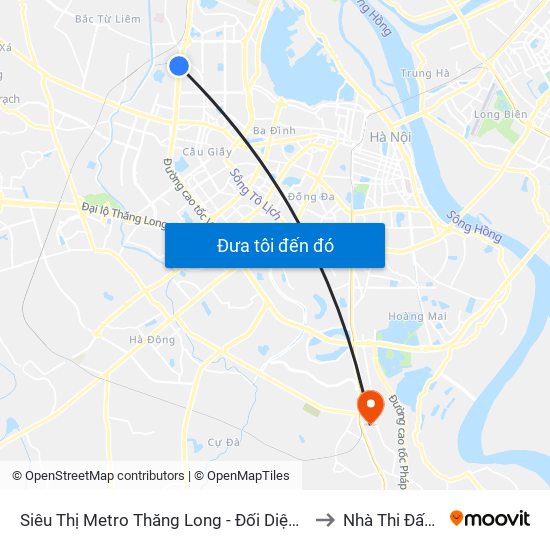 Siêu Thị Metro Thăng Long - Đối Diện Ngõ 599 Phạm Văn Đồng to Nhà Thi Đấu Thanh Trì map